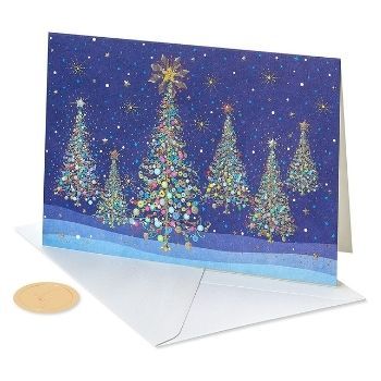 Peace and Wonder Christmas Tree Hallmark Religious Boxed Christmas Cards 16 Christmas Cards and 17 Envelopes 